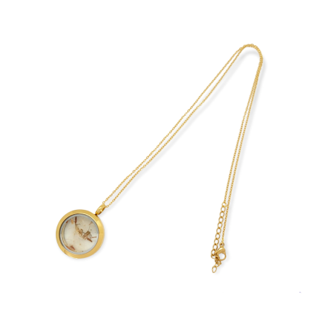 Necklace gold steel glass with dandelion3